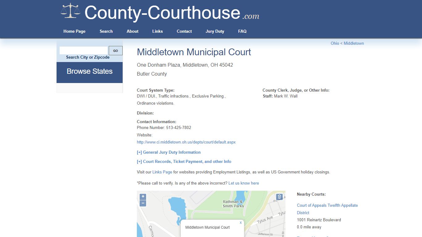 Middletown Municipal Court in Middletown, OH - Court Information